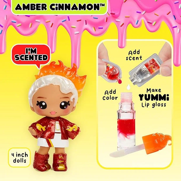 Yummiland Lip Gloss Doll - Amber Cinnamon, with DIY Lip Gloss Kit, Ages 4+ - Product Image