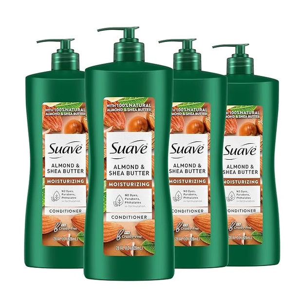 Suave Moisturizing Conditioner with 100% Natural Almond & Shea Butter, No Dyes, No Parabens, No Phthalates, 28 oz Pack of ...