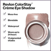 Crème Eyeshadow by Revlon, ColorStay 24 Hour Eye Makeup, Highly Pigmented Cream Formula in Blendable Matte & Shimmer Finis...