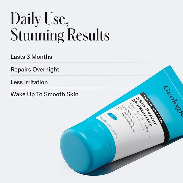 Geologie Skin Repair Moisturizer Face Cream | Clear System Retinol Resurfacing Formula | For Blemish Prone Skin with Niaci...
