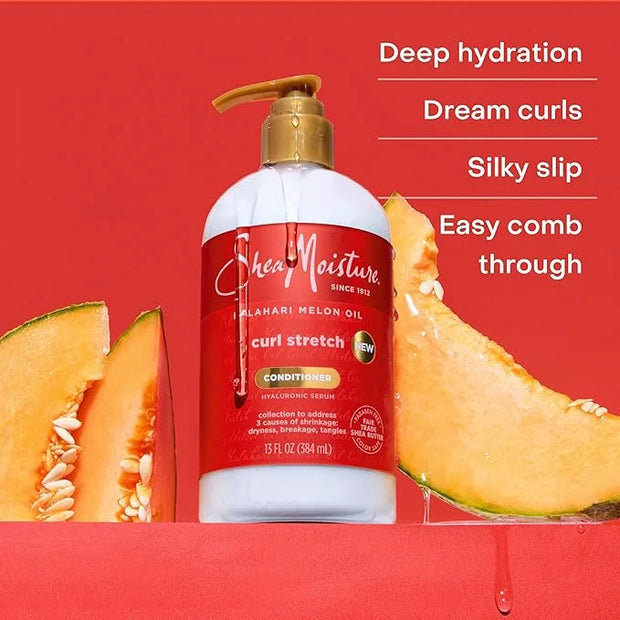 SheaMoisture Curl Stretch Conditioner Kalahari Melon Oil Infused with Hyaluronic Serum, Hydration Hero Deeply Moisturizes ...
