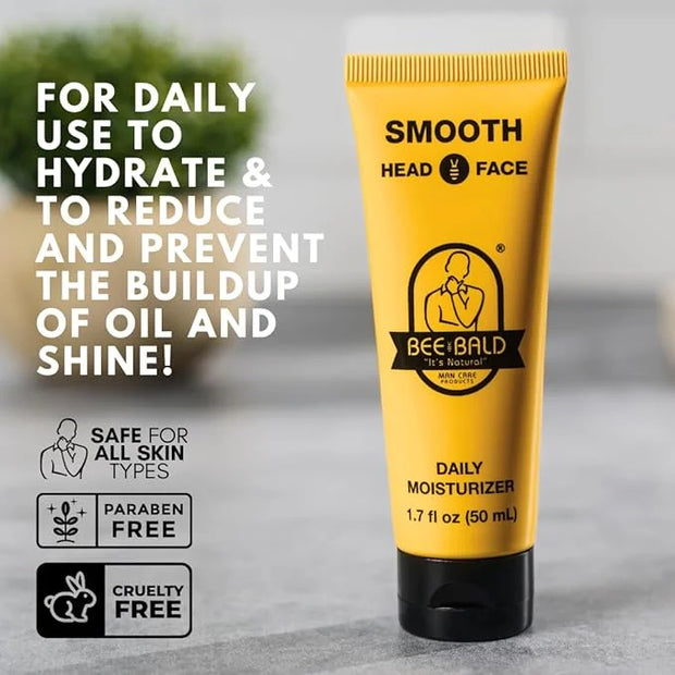 Bee Bald SMOOTH Daily Moisturizer Hydrates & Tones Away Fine Lines, Wrinkles and Dry Patches; Helps Control Oil & Shine to...