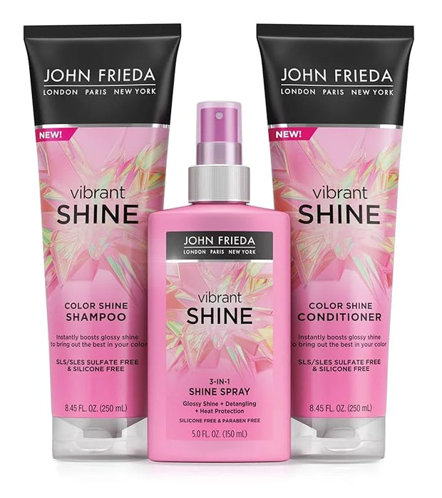 John Frieda Vibrant Shine, Shampoo, Hydrating Shampoo with Rosehip Oil for Glossy & Shiny Hair, Enhances Shine for Radiant...