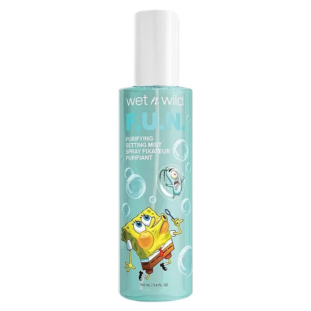 wet n wild SpongeBob SquarePants Purifying Setting Mist, 2-in-1 Face Cleanser & Makeup Setting Spray with Niacinamide & Ce...