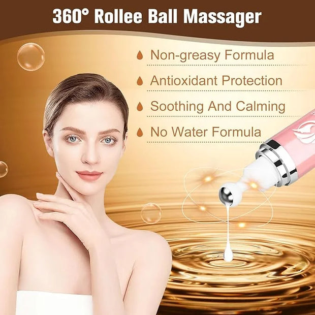 5% Caffeine Eye Serum, Eye Cream with 360°Massage Ball for Dark Circles and Puffiness, Fine Lines and Under Eye Bags, 0.5 ...