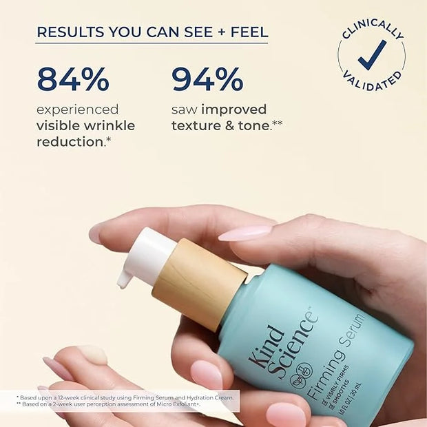 Kind Science by Ellen DeGeneres Firm + Smooth Duo, 2-Piece Skin Care Set with Micro Exfoliant & Firming Face Serum - Hyalu...