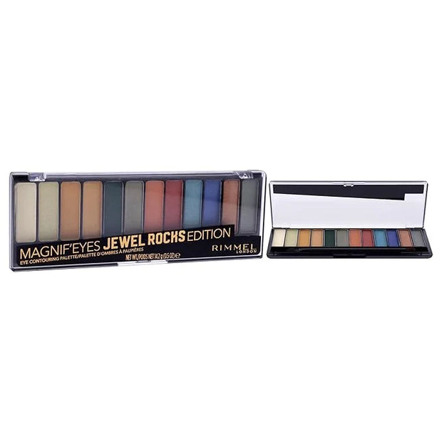 Rimmel London Magnif'Eyes Eyeshadow Palette, 12 Shades, Blendable Formula, Versatile, 009, Jewel Rocks, 0.5oz - Product Image