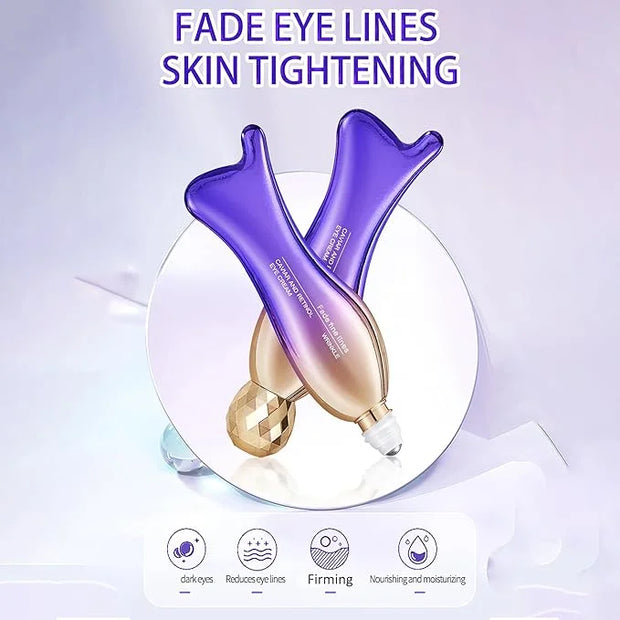 Caviar+Retinol Eye Cream for Wrinkles, 360° Massage Under Eye Cream Face and Eye Serum Firming and Lifting, Instant Hydrat...