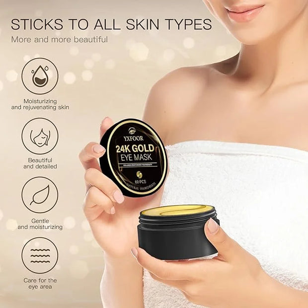 Under Eye Patches (24K Gold, 60PCS) - Under Eye Mask for Puffy Eyes, Fine lines, Dark Circles and Puffiness, Collagen Skin...