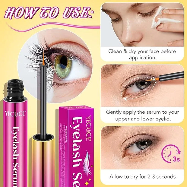 Organic Castor Oil Fuller & Longer Looking Eyelashes, Nourishing & Conditioning Formula, Eyelash Serum To Grow Lashes, Las...