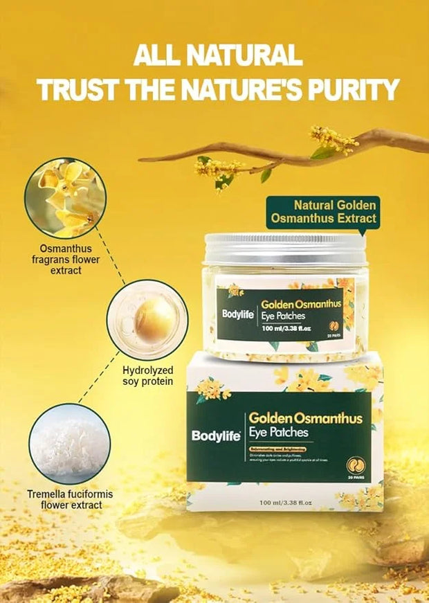 Golden Osmanthus Anti Aging Eye Mask for Dark Circles and Puffiness Reduce Wrinkles,with Hydrolyzedsoy protein, Osmanthusf...