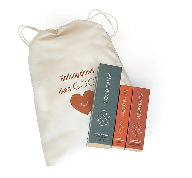 Good Faith - GOOD + Glowing Set - Brightening Skincare Value Kit - 3pcs Exfoliating Toner, Brightening Serum, Softening Mo...