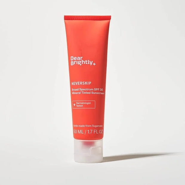 Tinted Mineral Sunscreen by Dear Brightly, SPF 30 with Zinc Oxide, Packed with Antioxidants, Non Greasy Sun Screen for Sen...