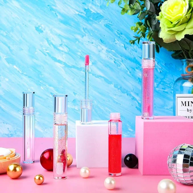 Hsei 100 Pcs Clear Lip Gloss Tubes 5 ml Empty Bulk Wand Balm Containers With Lids Cosmetic Bottles With Rubber Stoppers fo...