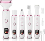 Electric Razor Shavers for Women 5 in 1 Electric Shaver for Women,Cordless Replaceable Facial Eyebrow Razors & Nose Hair T...