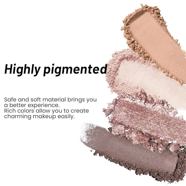 4 Colors Eyeshadow Makeup Palette,Nude Champagne Gold Light Dark Brown Highly Pigmented Natural Neutral Eye Shadow Palette...
