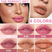 6 PCS Hydrating Lip Oil, Big Brush Head Lip Glaze Shiny Transparent Lip Glow Oil, Nourishing & Non-sticky Long Lasting Fre...