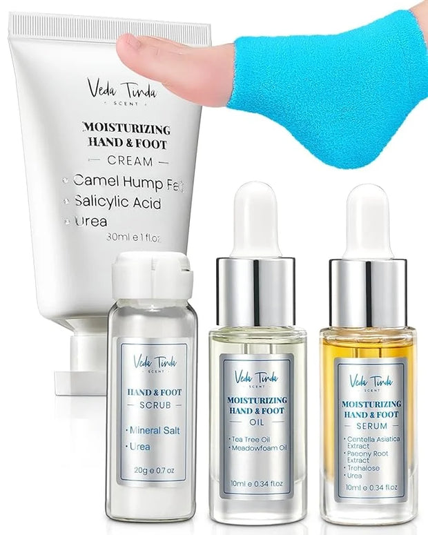 VTS Self Care Kit - Includes Moisturizing Heel Socks, Hand & Foot Oil, Salt Scrubs, Serum, Urea Cream 40 Percent - Hand Ca...