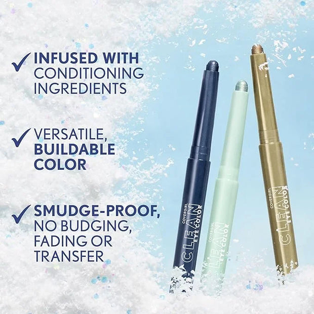 Covergirl Clean Multiline Eyeshadow Pencil, 300 Stroke Of Midnight, Vegan Formula, Shimmer Eyeshadow, Easy Application, Gl...
