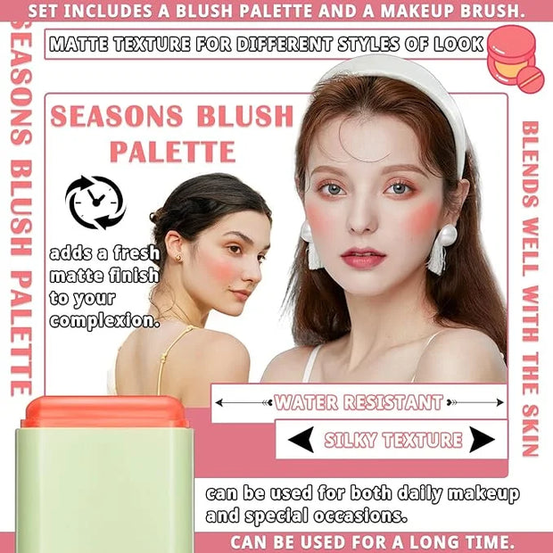 Blush Cream for Cheeks,Face Matte Contour Blush Makeup,Buildable Shimmer Facial Cheek Blusher Shades,Blendable Cosmetic Ma...