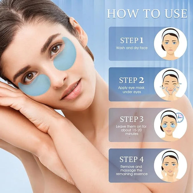 Hydrogel Under Eye Patches - Collagen & Hyaluronic Acid for Removing Eye bags, Puffiness, Dark Circles Smoothing Skin Care...