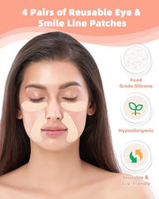 Reusable Eye and Smile Line Patches - 4 Pairs Silicone Under Eye Patches and Nasolabial Folds Patches, Reusable Eye Mask, ...