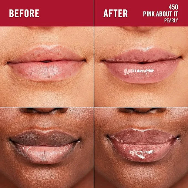 Rimmel London Stay Glossy, 450 Pink About It, Lip Gloss, Non-Sticky, Color and Shine, Up To 6-Hour Wear, Precise Applicato...