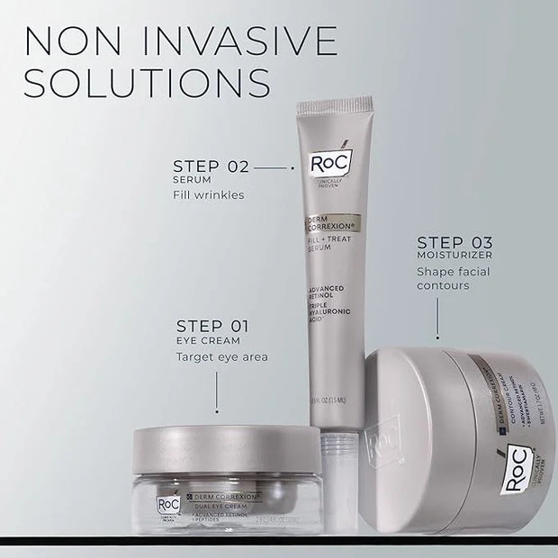 RoC Derm Correxion Dual Eye Cream with Advanced Retinol + Peptides for Puffy Eyes and Dark Circles, (.68 oz) with Retinol ...