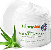 Hydrating Face Moisturizer & Body Cream with Manuka Honey Cream - Organic Face Moisturizer with Honey for Extremely Dry Sk...