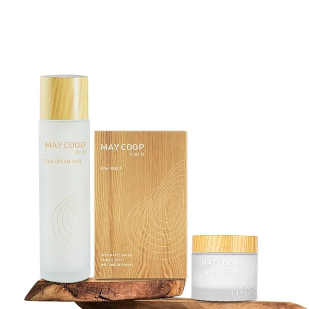 MAYCOOP 3 Step Moisturizing & Hydrating Korean Skincare Set - Raw Cream Skin Toner, Moisturizer Face Cream, Facial Mask Sh...