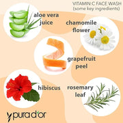 PURA D'OR 8 Oz Vitamin C Face Wash - Antioxidant Rich Facial Cleanser For Radiant Glow & Even Skin Tone - Gentle, Refreshi...