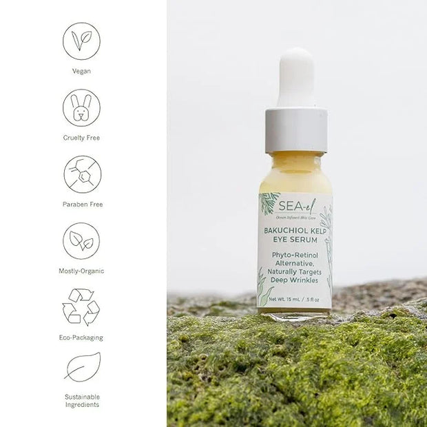 Bakuchiol Kelp Eye Serum Plant-Based Skincare Naturally Boosts Under Eye Glow Targets Deep Wrinkles & Supports Smooth Skin...