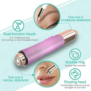 2-in-1 Portable Rechargeable Painless Eyebrow Trimmer & Facial Hair Remover, removes eyebrow, face, lips and body hair for...