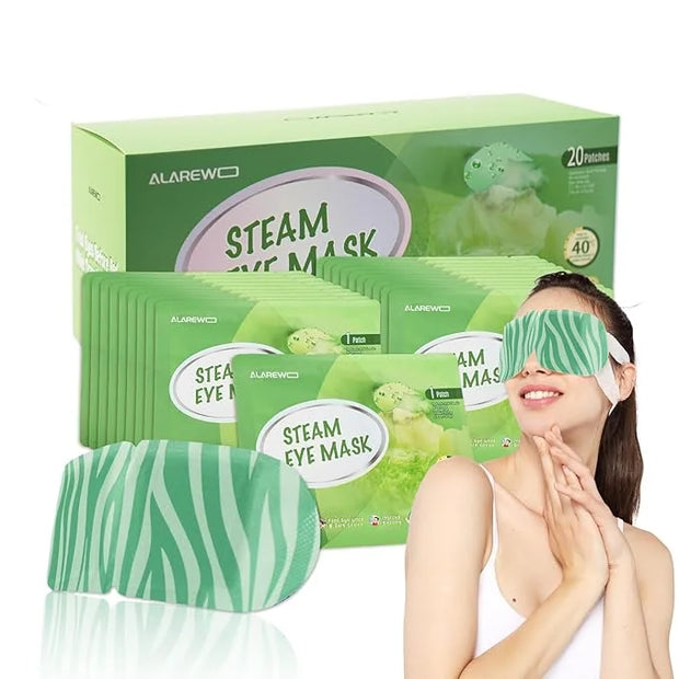 20 Packs Steam Eye Mask Self Heating Moist Eye Compress Disposable SPA Warm Eye Mask for Dry Eyes, Eye Fatigue, Stress Rel...