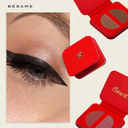 BESAME 3 Eyeshadow Duo & Shadow Brush Set – Socialite Brown, Pistachio, Plum Dandy – Ultra-Blendable Matte & Shimmer with ...