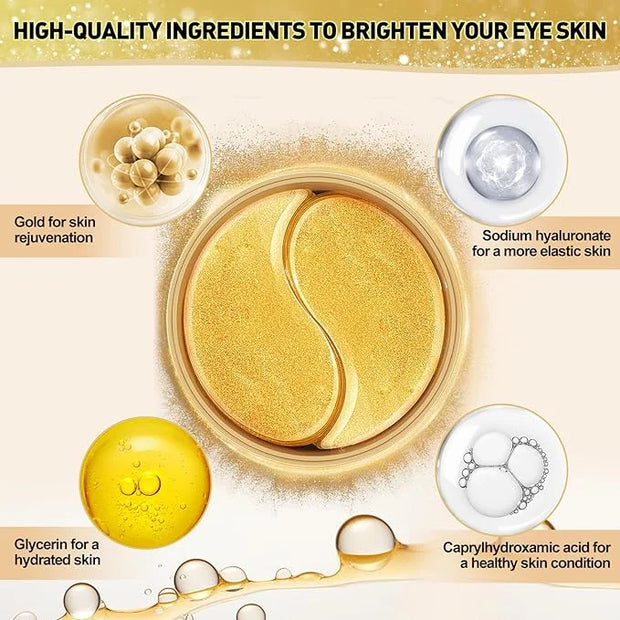 Under Eye Mask, 60 PCS Golden Gel Under Eye Patches for Dark Circles, Undereye Bags, Wrinkles Gel Under Eye Patches Gifts ...