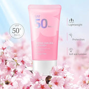 Japan Sakura Sun Cream SPF 50, Sunscreen For Face SPF 50 Sun Protection Over Makeup, SPF 50 Face Moisturiser Non-Greasy + ...