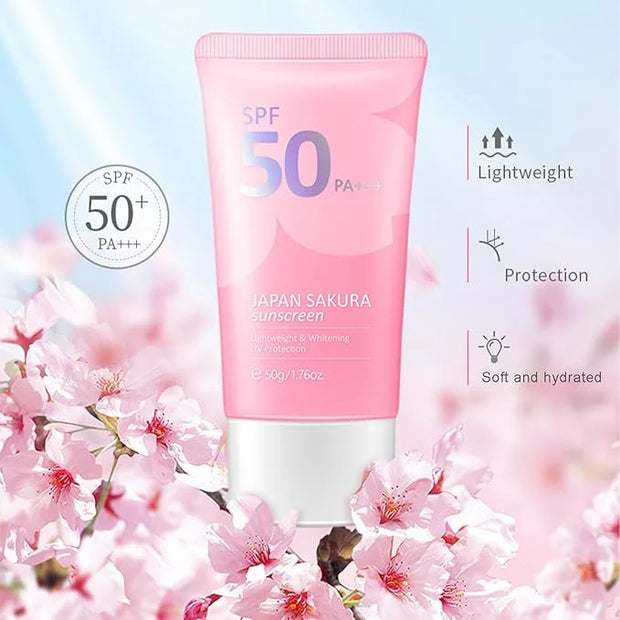 Japan Sakura Sun Cream SPF 50, Sunscreen For Face SPF 50 Sun Protection Over Makeup, SPF 50 Face Moisturiser Non-Greasy + ...
