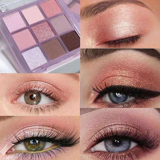 Eyeshadow Palette Makeup- 9 Colors Rose Gold Dark Brown Colorful Eyeshadow Palette Matte Shimmer Korean Natural Eye Shadow...