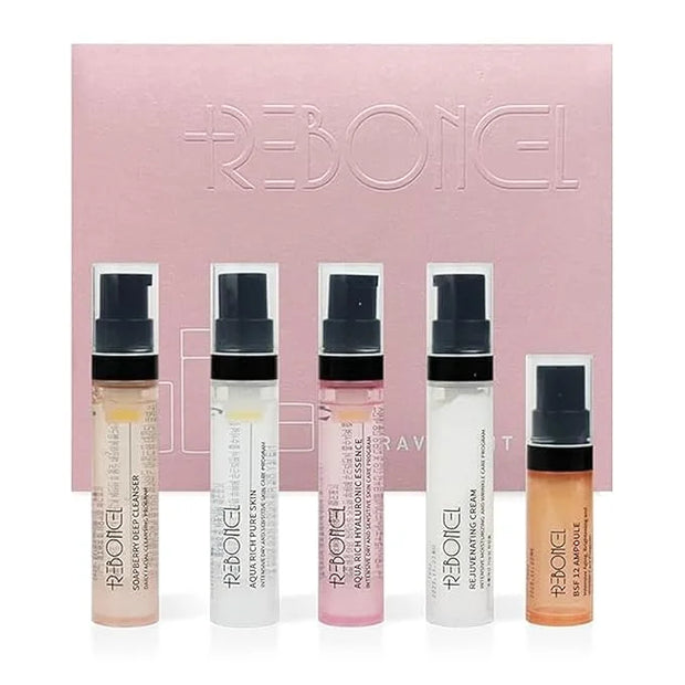 Korean Skin Care Set Travel Kit, TSA Approved Travel Size Toiletries, Ampoule, Cleanser, Toner, Essence, Cream | Travel Es...