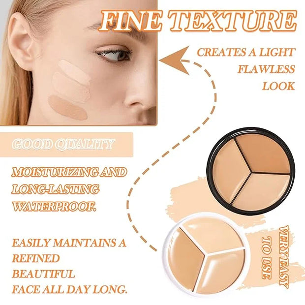 3 Colors Correcting Concealer Makeup Cream Contour Palette,Cream