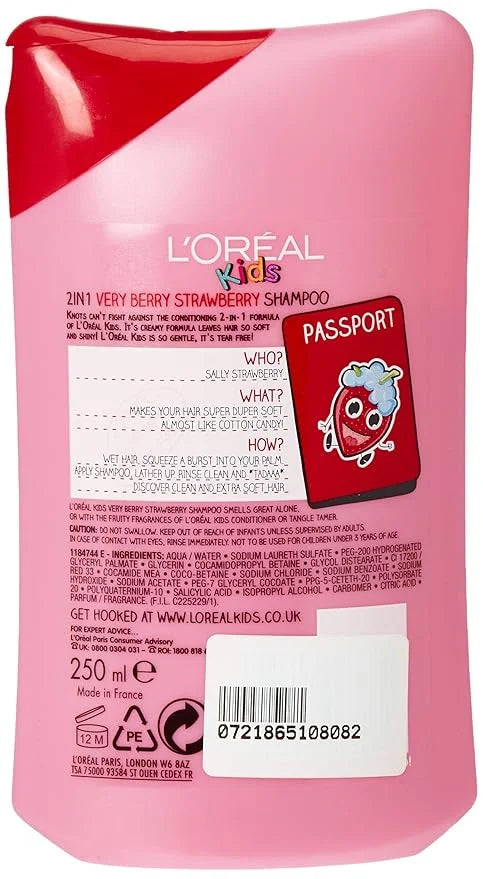 L’Oreal Paris Kids Extra Gentle 2in1 Shampoo - Very Berry Strawberry (250ml) - Product Image