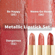 Oulac Metallic Orange Lipstick Set for Women High Payoff Lipcolor with Moisturizing Formula, Vegan Beauty, Full-Coverage L...