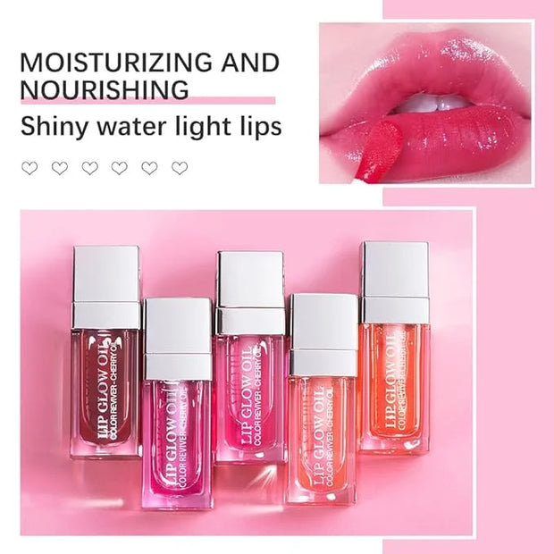Plumping Lip Oil, Long Lasting Hydrating Gloss Tinted Balm Non-sticky Revitalizing, Tinting Care Oil for Dry (CHERRY) - Pr...