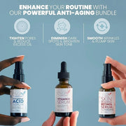 Eva Naturals Anti-Aging Serum Bundle - Vitamin C, Hyaluronic Acid, and Retinol | Face Serum Set for Skin Brightening, Hydr...