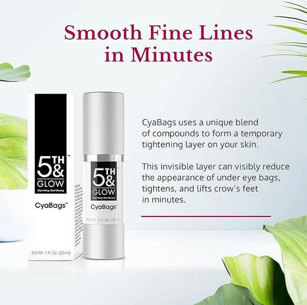 5th & Glow Cyabags - Eye Serum - Instant Eye Bag Remover and Eye Puffiness Reducer with Hyaluronic Acid and Vitamin C for ...