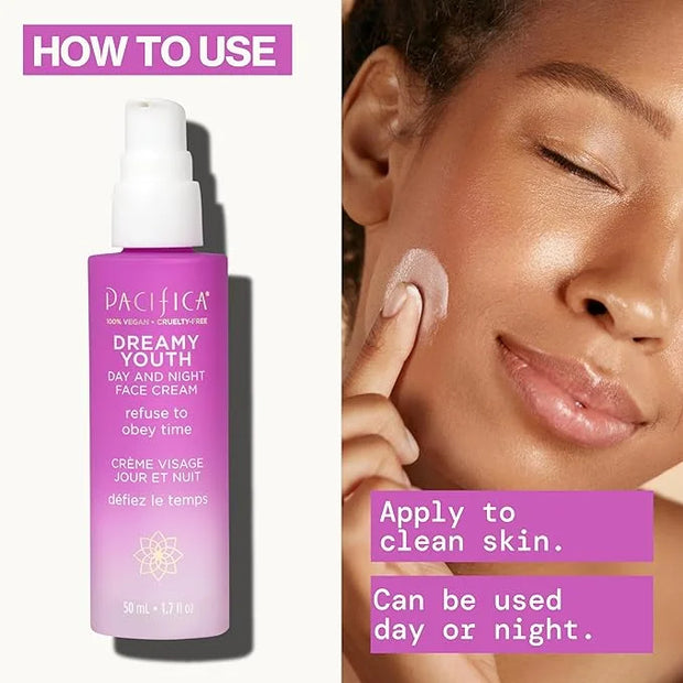 Pacifica Face Moisturizer Lotion - Dreamy Youth Day & Night Face Cream, Daily Skincare, Grapeseed Oil, Peptides, Hydrating...