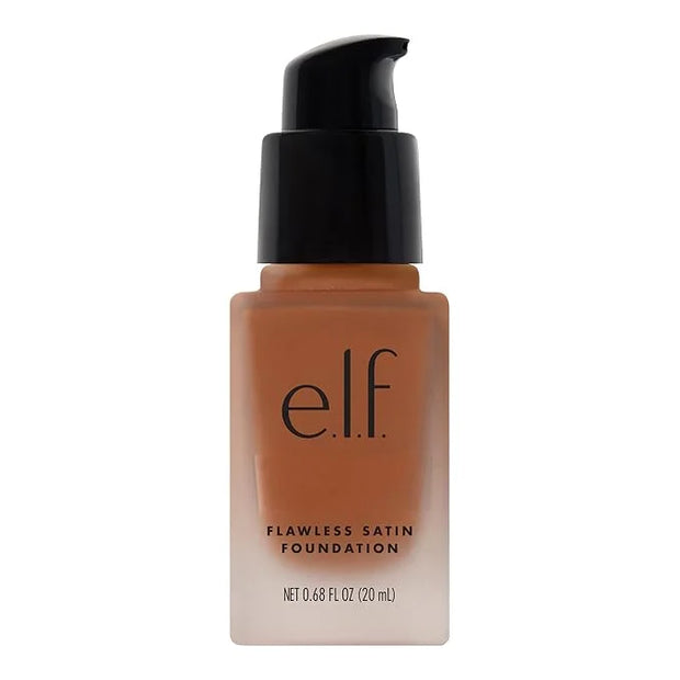 e.l.f. Flawless Satin Foundation, Lightweight & Medium Coverage, Semi-Matte Finish, Vegan & Cruelty-Free, Coco, 0.68 Fl Oz...