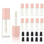 COSIDEA 10pcs 3ml empty lip gloss tubes with wand 0.1OZ Round mini Pink lipgloss tube container for DIY cosmetics packing ...