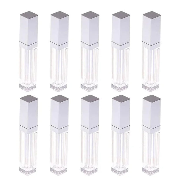 10 Pcs 7.5ml Plastic Square Clear Lip Gloss Tubes Vials with Mirror LED Light Lip Glaze Tube Bottles Refillable Makeup Lip...